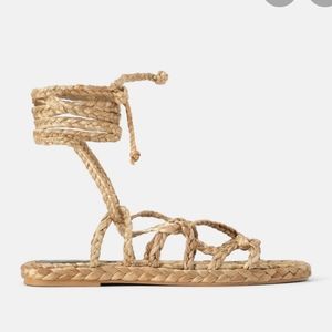 Zara]   straw sandals